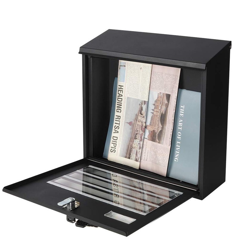 Parrency Locking Mailbox Wall Mounted Vertical mailboxes with Key Lock Large Capacity Steel Cover Metal Postbox for House Home Outside,Key Lock Drop Box with Galvanized Cover,13.6 x 12.8 x 4.3Inch - Image 3